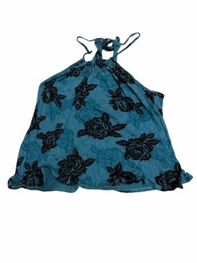 Billabong Teal Blue Floral Halter Tank
